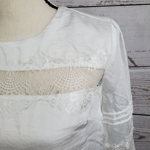 NWT Endless Rose sleeved lace detail white dress - Picture 4 of 12